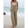 Women's Fashion Casual Summer Spring Solid Color Print Sleeveless V-Neck High Waist Trousers Jumpsuits & Rompers