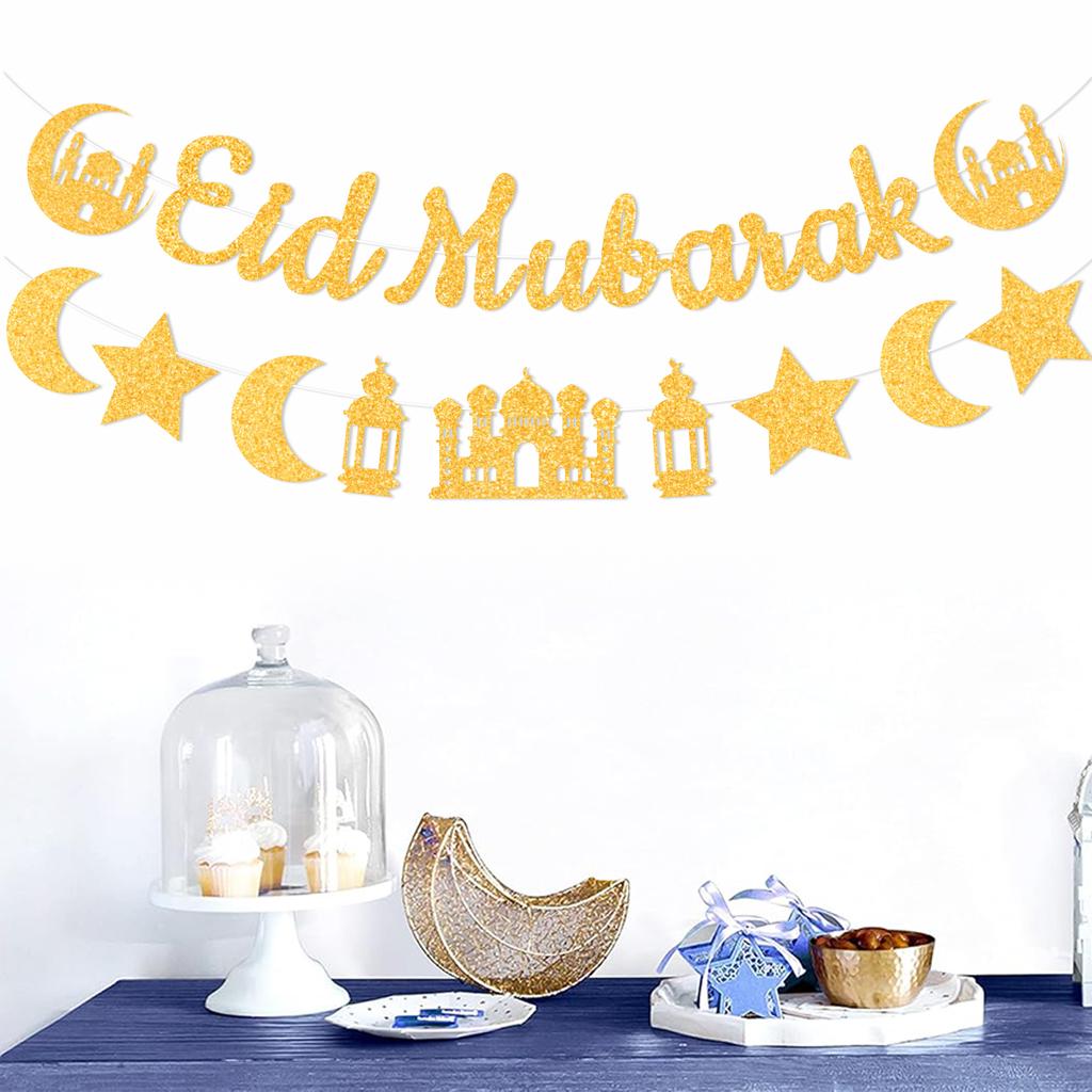 Eid Mubarak Ramadan Kareem Banner Pull The Flag Eid Ramadan Decor For Home 2025 Ramadan Muslim Islamic Party Decor Supplies