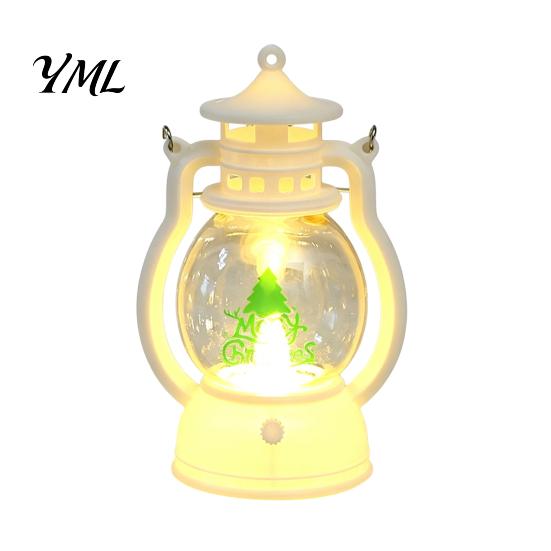 Xmas Window Ornament Christmas Lantern Night Light, Retro Santa/Snowman/Tree Handheld Oil Lamp with Festive Party Decoration Warm LED, Cute