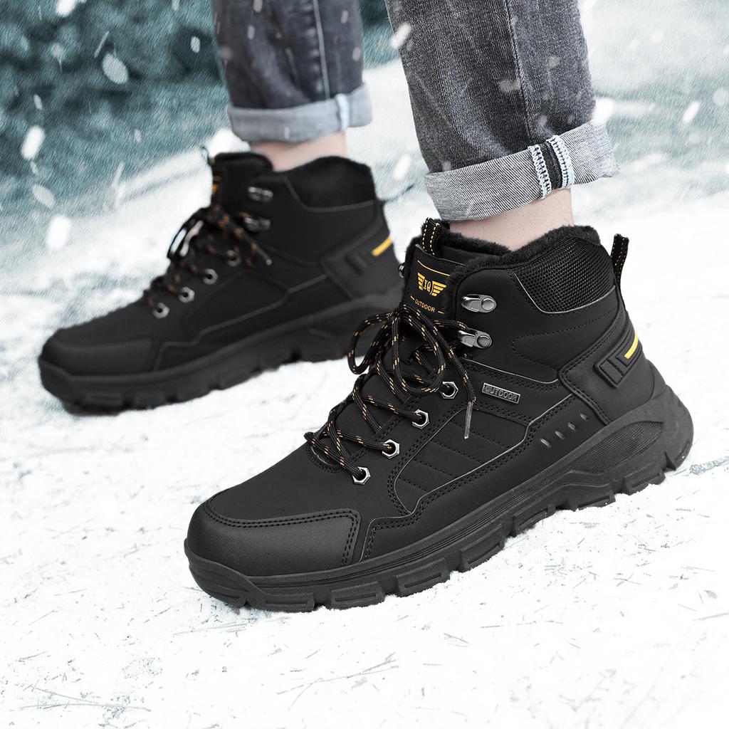 TUINANLE Winter Men Boots Fur Warm Snow Boots Men Hiking Shoes Work Ankle Booties Outdoor Men's Sneakers Footwear