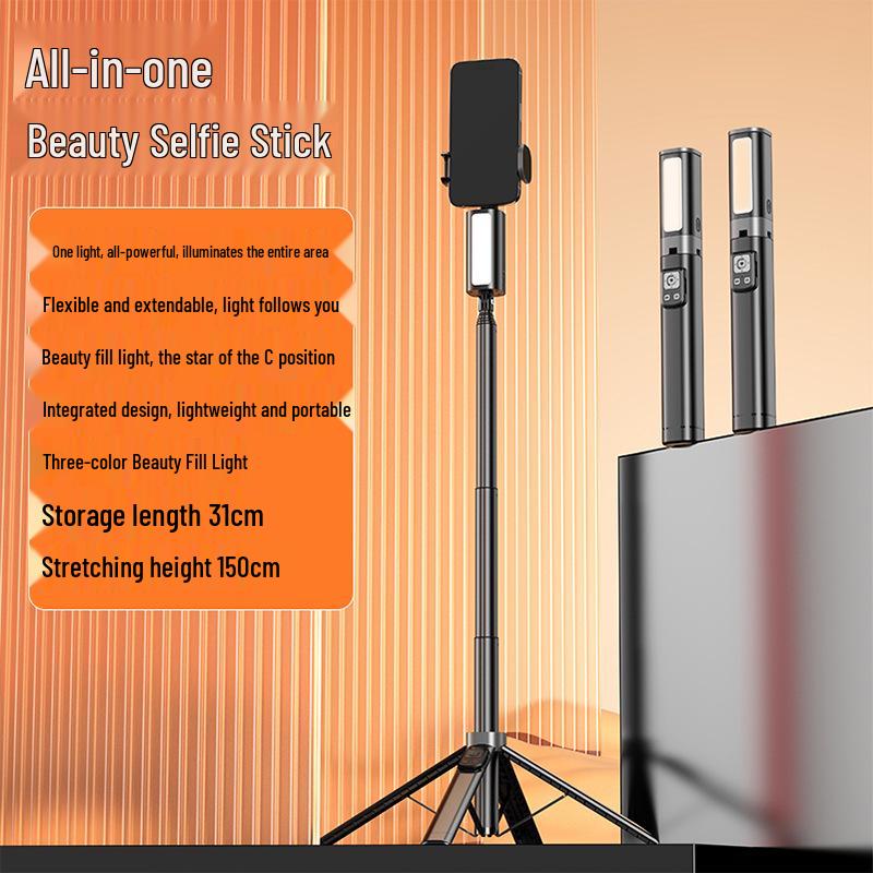 Selfie Stick with Fill Light & AI Face Tracking for Live Streaming & Photography