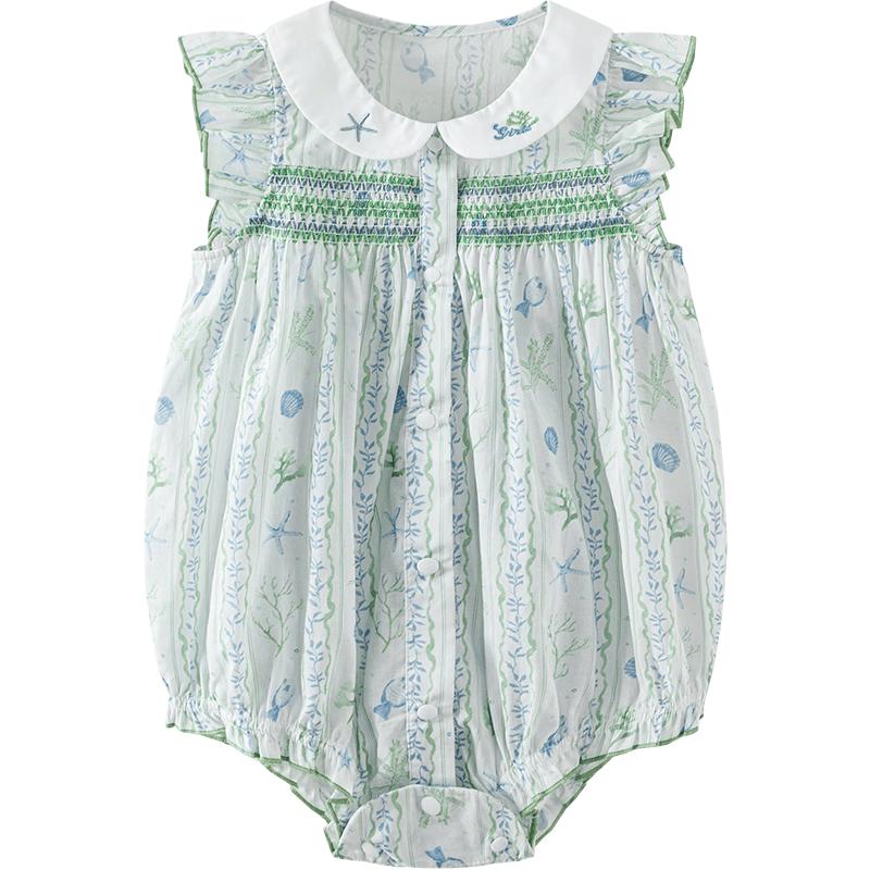 

minibala Baby Girl s Summer Cotton Flutter Sleeve Romper Dress 73cm