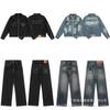 25 Streetwear BP Embroidered Denim Jacket Pants Set Mens High Street Outfit