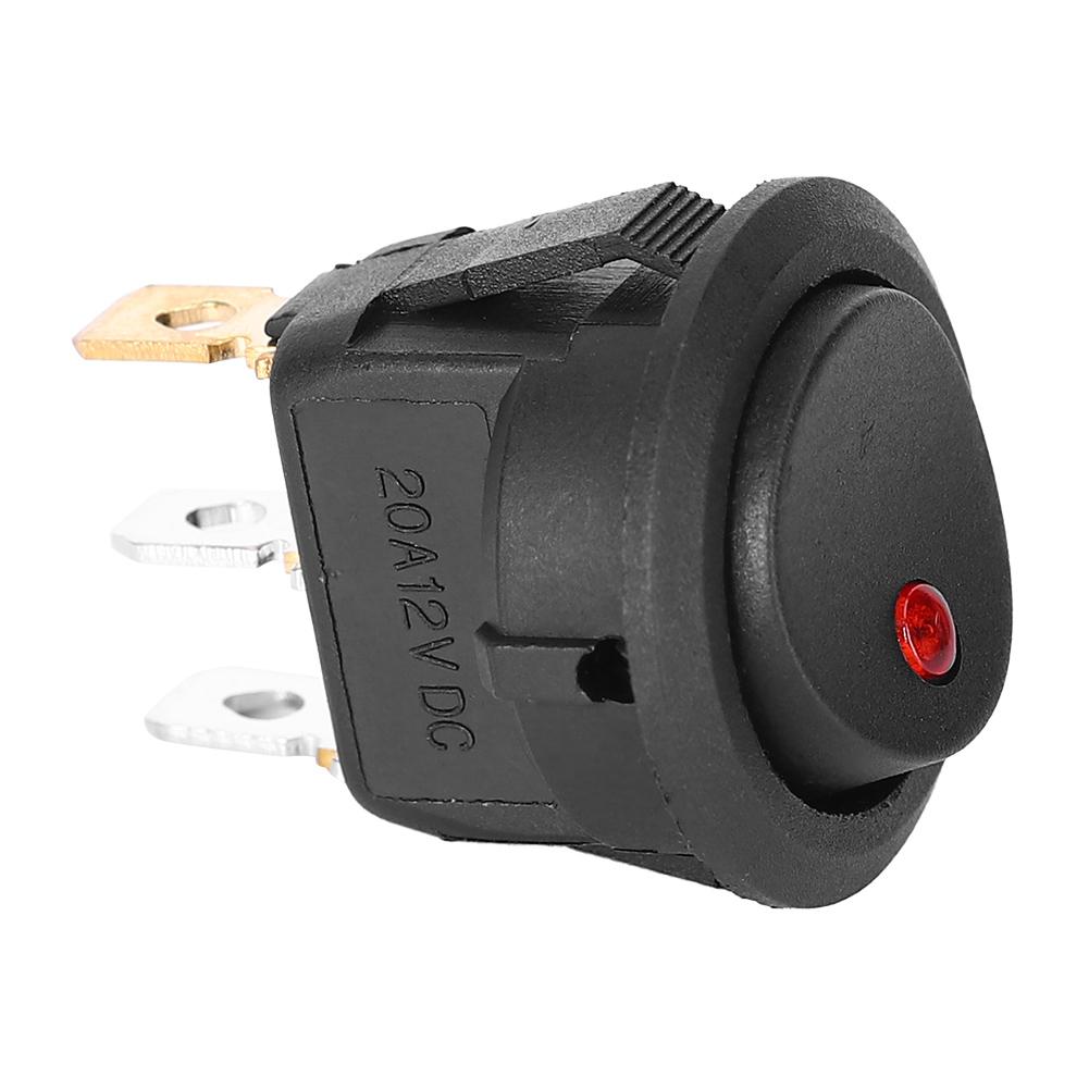 10PCs Round Rocker ON/OFF 12V Waterproof  Switch LED Spotlighting Silver Terminal 3‑Pin