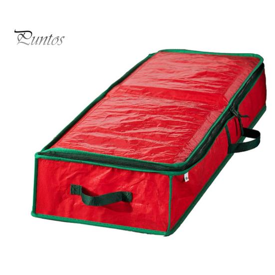 Christmas Wrapping Paper Storage Bag Durable Soft PE Woven Fabric Gift Wrap Storage Pouch with Flexible Partitions and Pockets