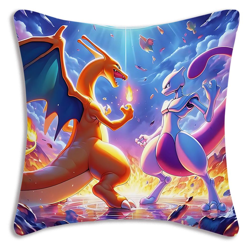 Pillow Covers Cartoon Charizards Sofa Decorative Home Double-Sided Printing Short Plush Cute Cushion Cover