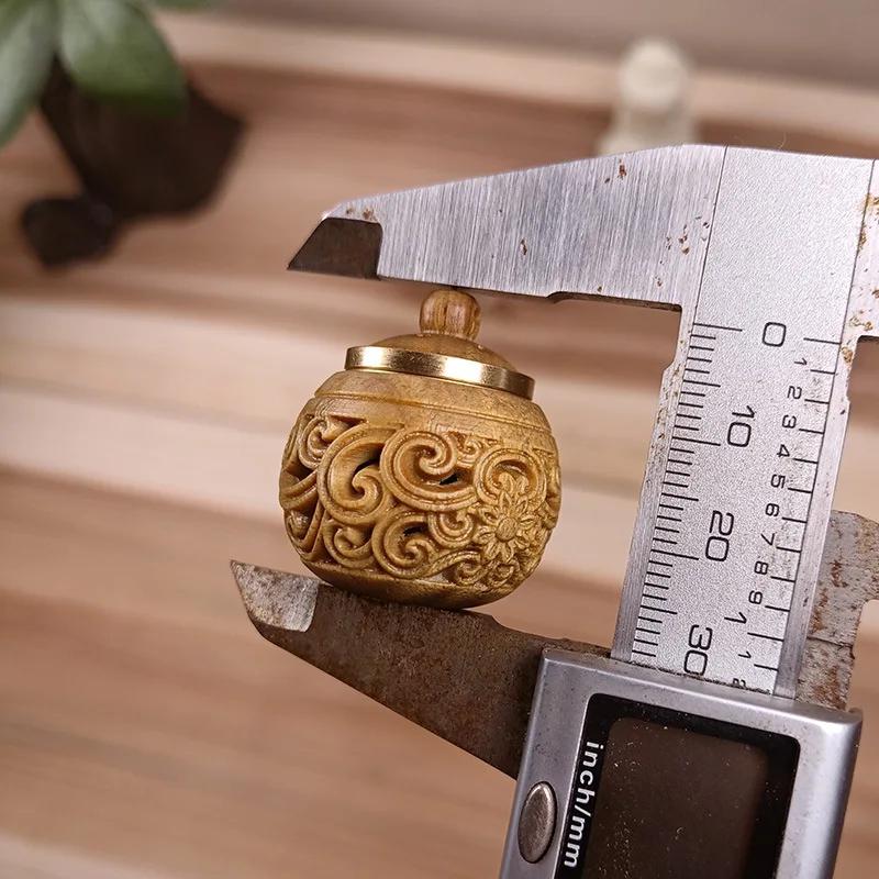 Natural Wood Perfume Bottle Incense Expanding Mini Sandalwood Portable Sealed Jar Pendant Pomander Container Medicine Pill Box
