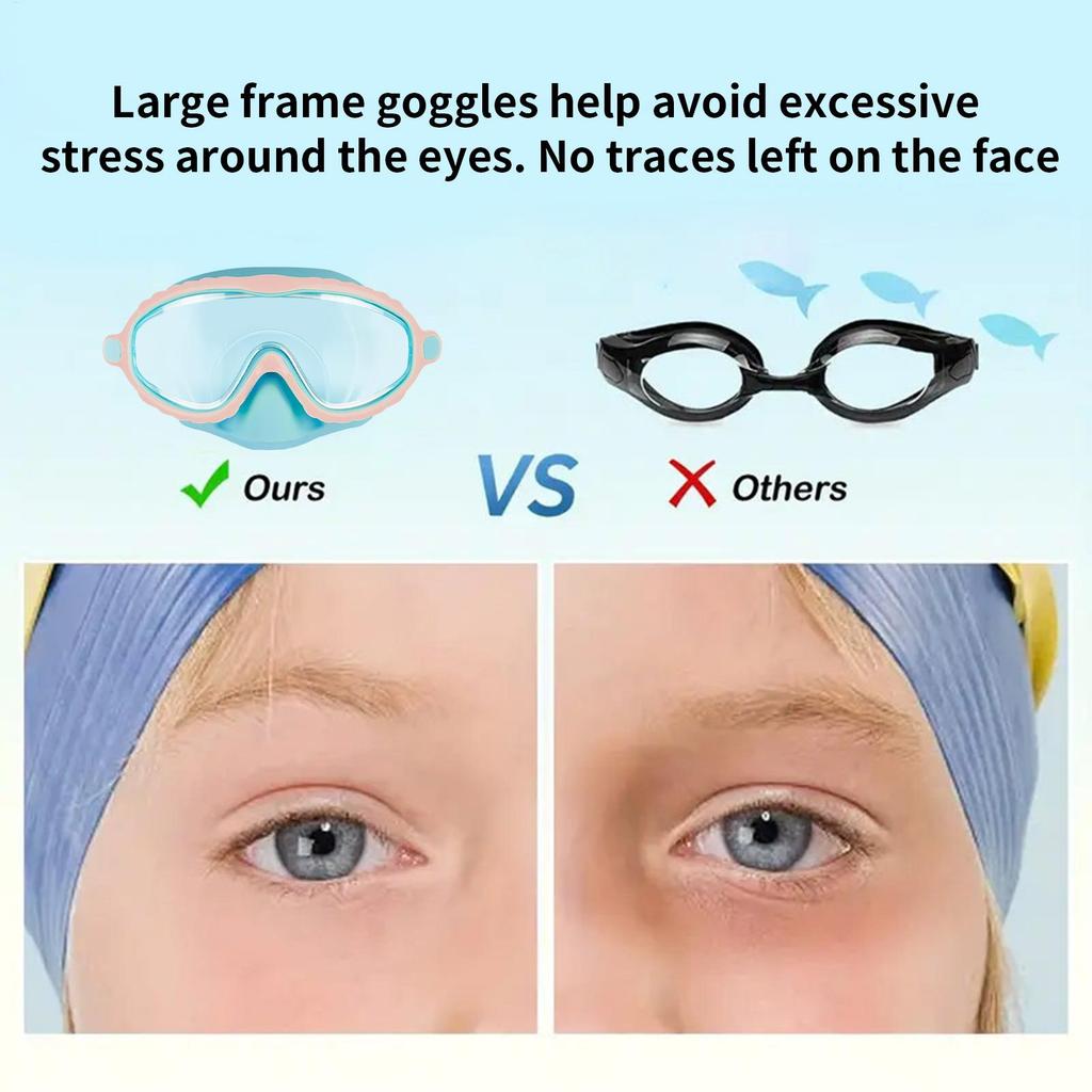 Kids Snorkel Mask Large Frame Swimming Goggles With Nose Cover Anti Fog UV Shield Adjustable Headgear For Outdoor Water Sports