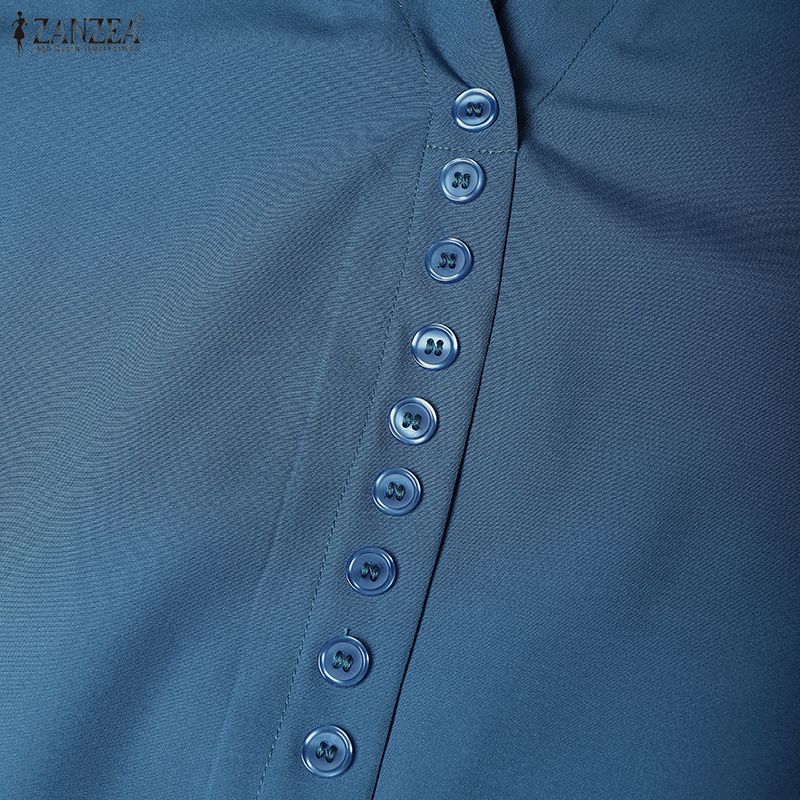 ZANZEA Women Casual V-Neck Loose Half Sleeve Long Dress