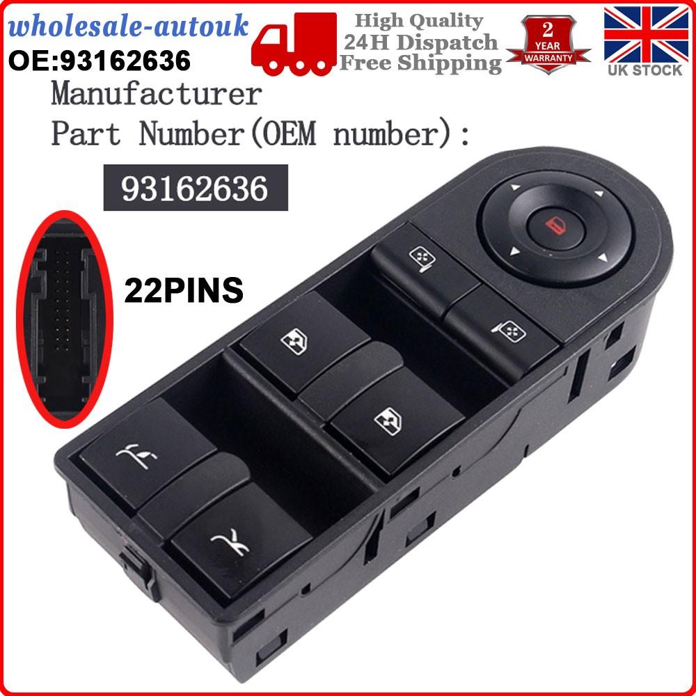 Window Master Control Switch For Vauxhall Opel Tigra Twintop 2004-2016 93162636