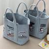 Japanese Embroidered Canvas Bento Handbag for Women – Cute Tote for Office & Home
