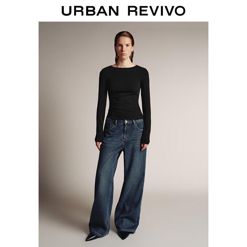 UR Women s Distressed Washed Fleece-Lined Wide-Leg Jeans 27