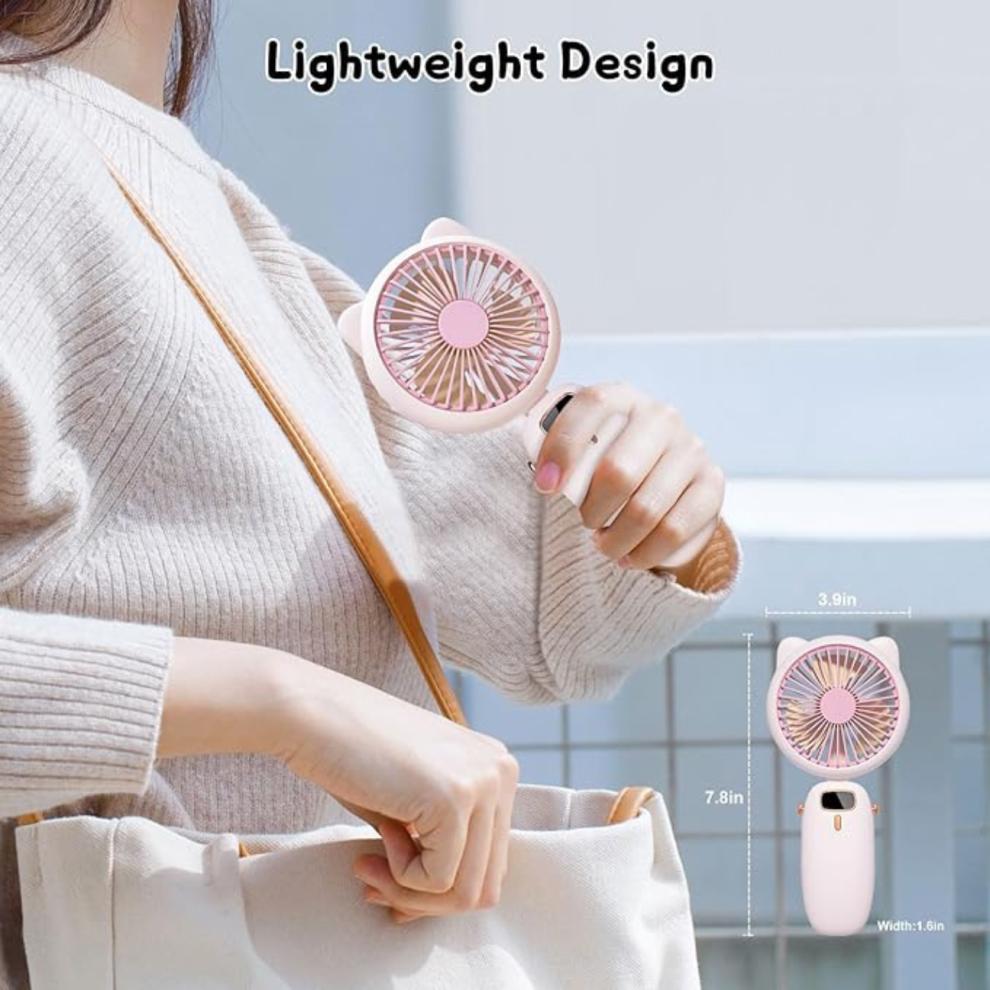 Handheld Fan Mini, Portable USB Rechargeable Fan with 4 Speeds