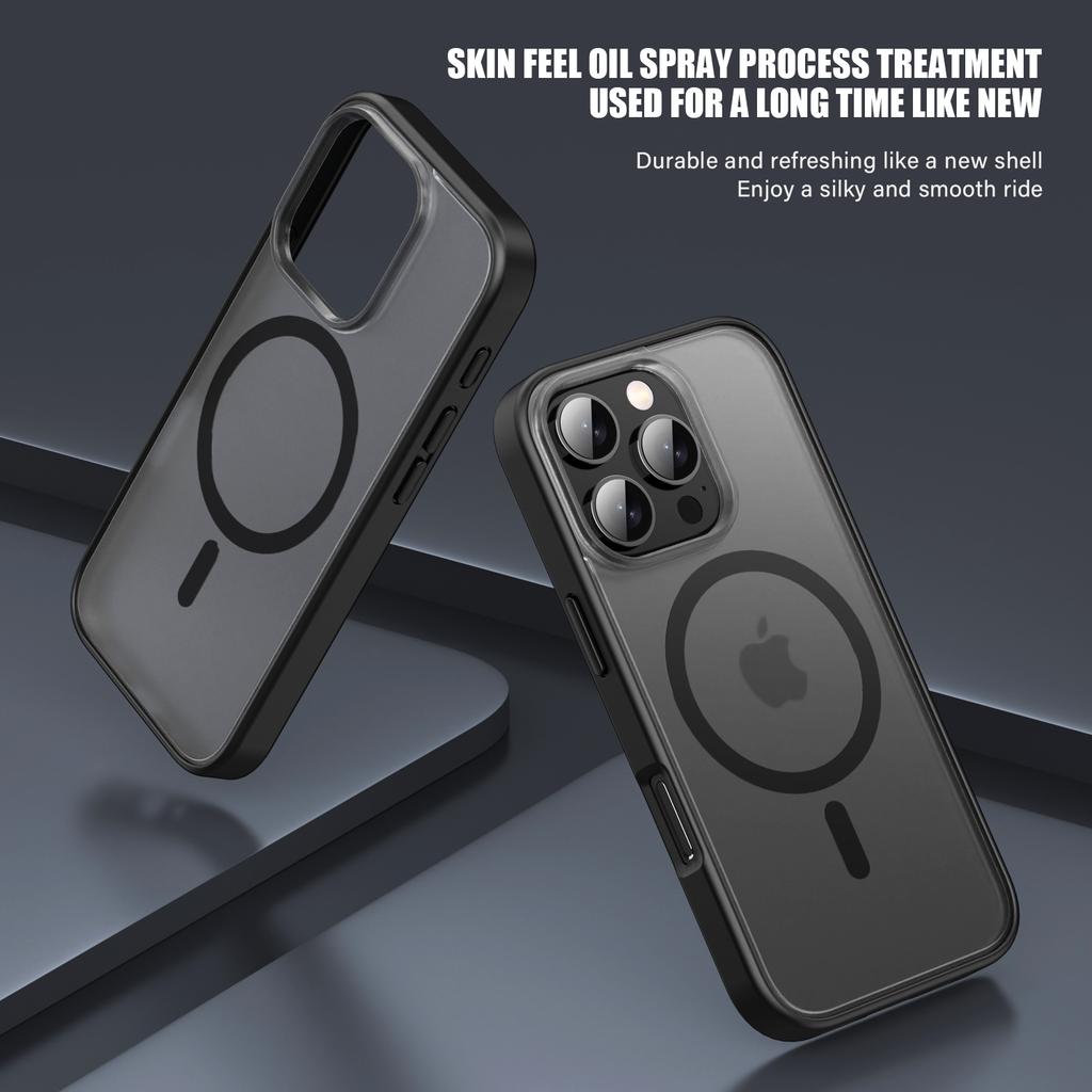 For iPhone 16 Pro Case Matte PC+TPU Phone Cover Compatible with MagSafe