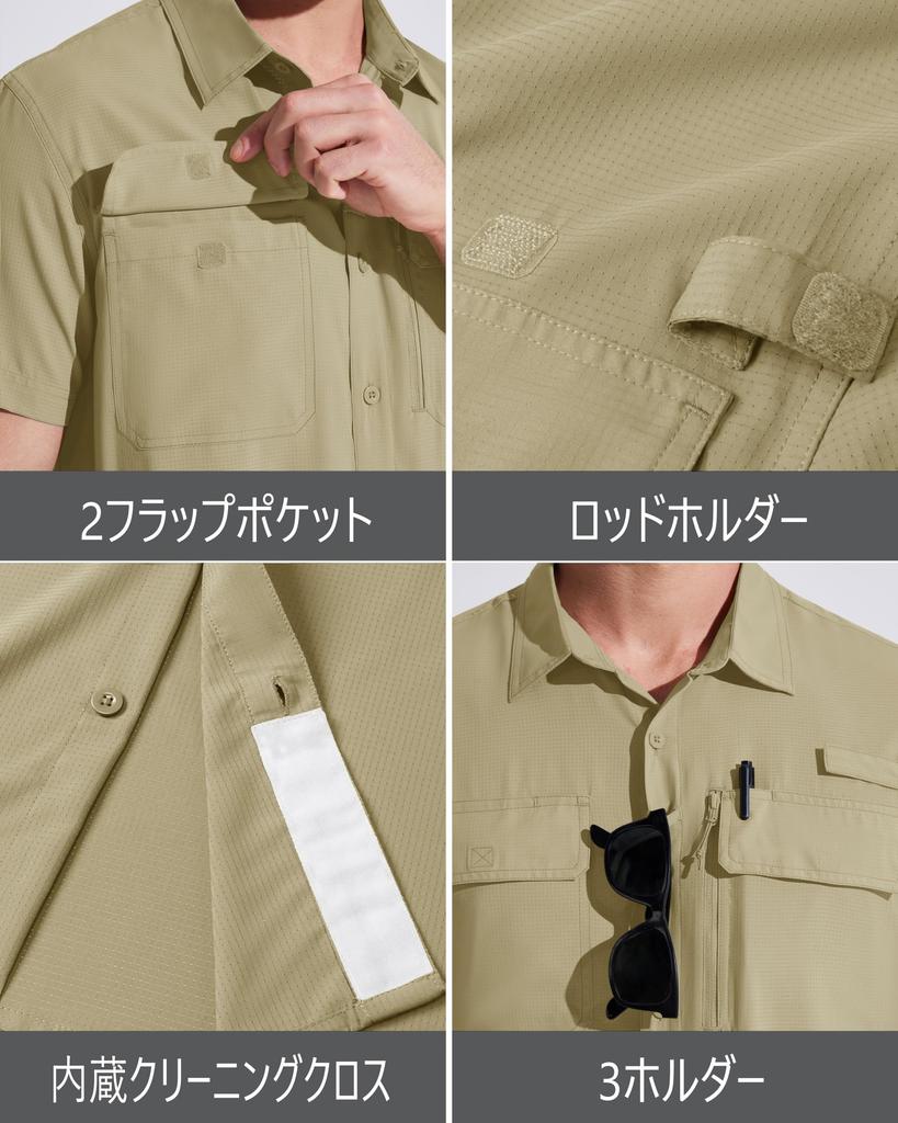 MAGCOMSEN Short Sleeve Military Stretch Work Top for Summer Light Size 2XL Men's Shirt, Cooling, Outdoor, Lightweight, Moisture-Wicking, Quick-Drying,