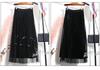 Double-Sided Mesh Beaded Pleated A-Line Bowknot Skirt - Slimming Summer 2025 Style