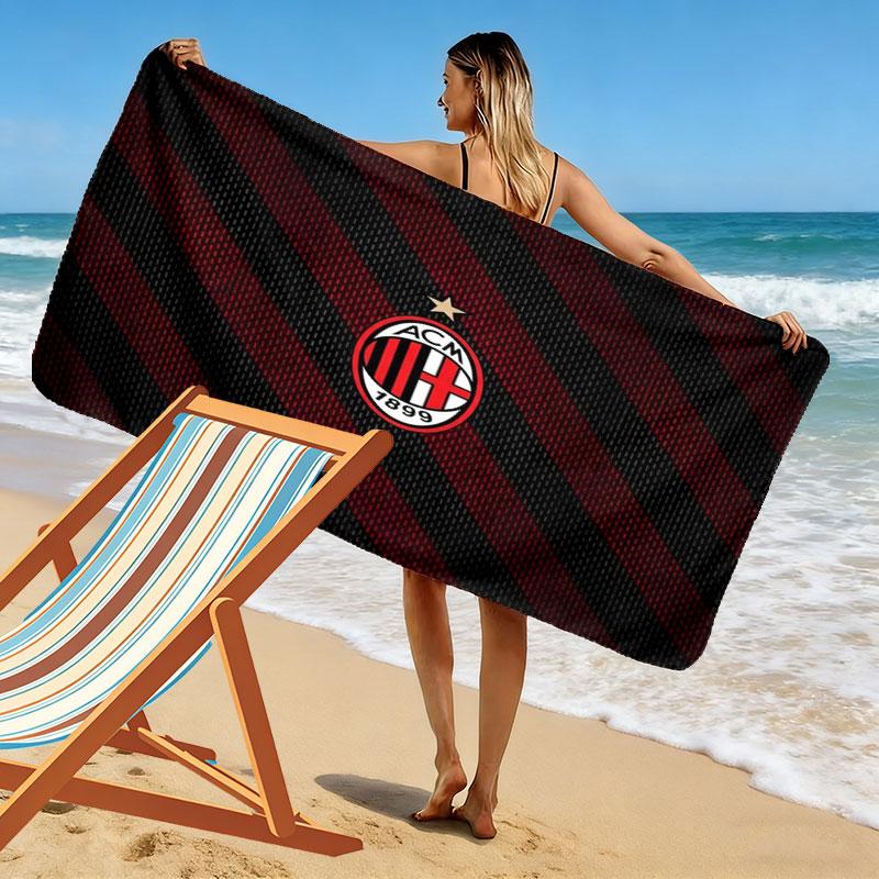 Asciugamano da Spiaggia Stampa AC Milan, Asciugamano Grande Morbido Asciugatura Rapida per Spiaggia Campeggio Nuoto