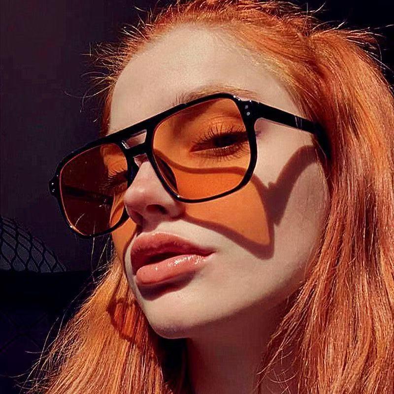 Square Aviator Sunglasses - UV Protection Ocean Lens, Jelly Colors, Double Bridge Design