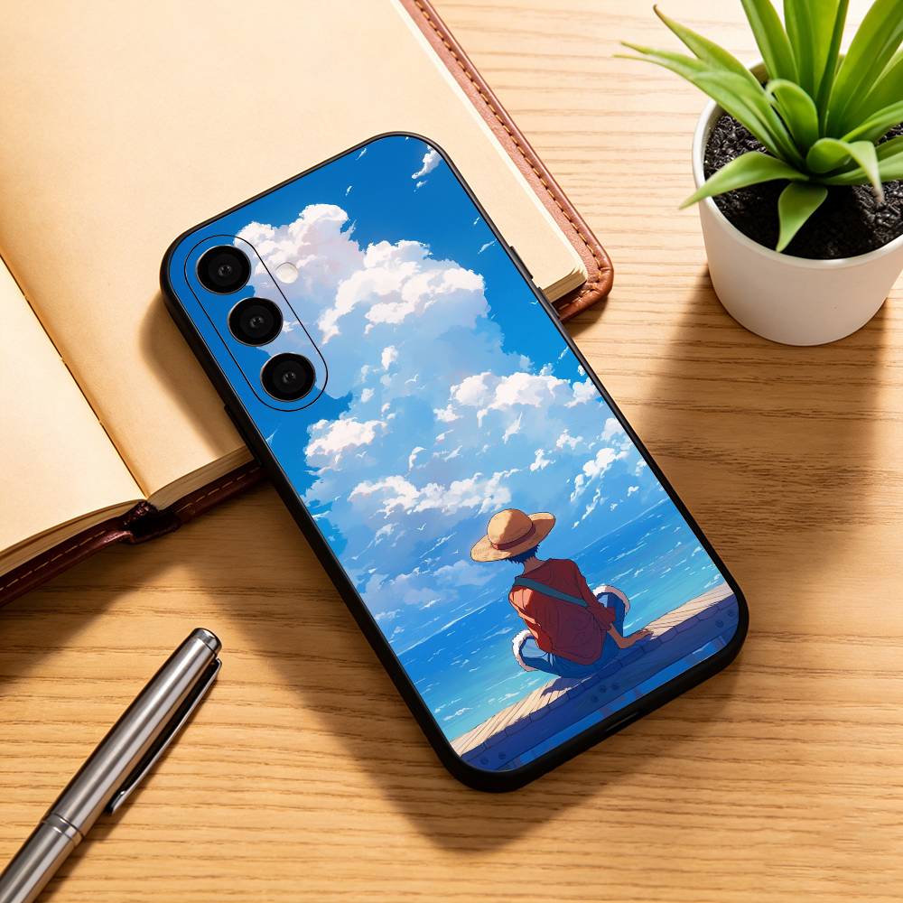 Luffy Straw Hat Calm Ocean Straw Hat Phone Case For Samsung Galaxy A73,A72,A71,A70,A53,A52,A51,Others Soft Black Cover