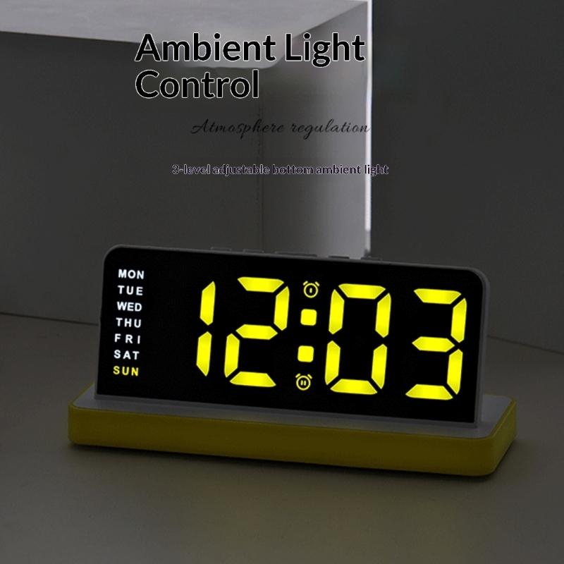 Night Light Digital Alarm Clock Electric Desk Clock with Snooze Date Loud Alarm Day of Week for Living Room Bedroom