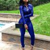 Casual Women Solid Color Faux Leather Turn Down Collar Shirt Pants Two-piece Set