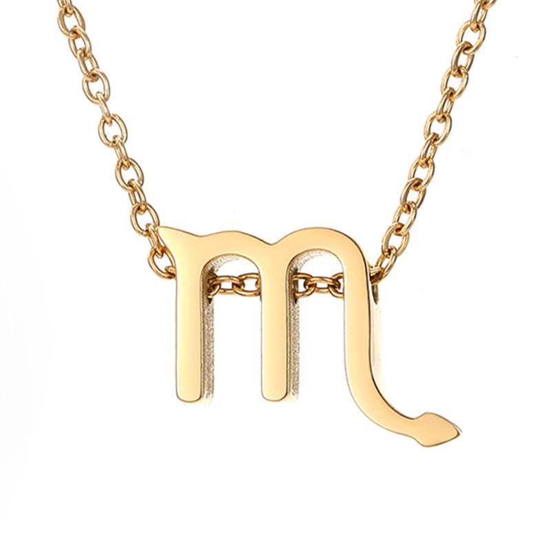 Creative Zodiac Pendant 18K Gold Stainless Steel Necklace