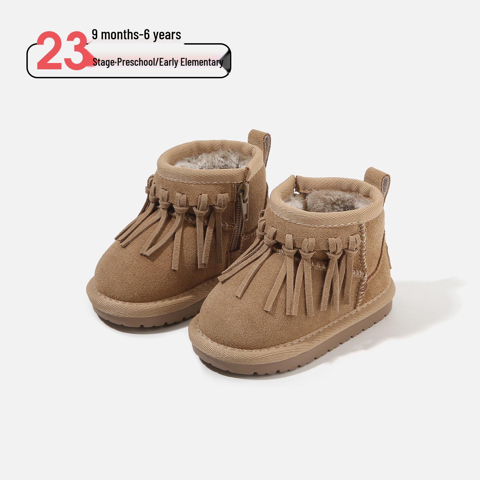 

Toddler Snow Boots: Non-Slip, Warm Velvet, Soft Sole, Cotton Winter Shoes for Baby Walkers and Girls. Size 15 / Insole 11.5cm абрикосовий