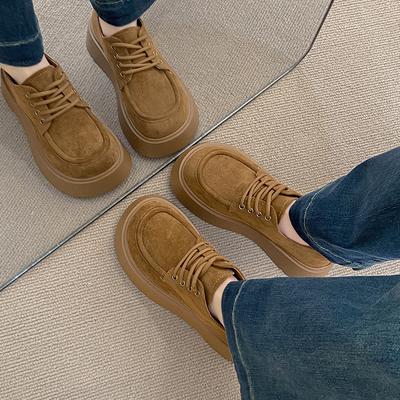 CRLAYDK Retro Dames Platform Instappers Vintage Casual Suède Dames Werk Comfortabel Lopen Hoogte Verhogende Schoenen