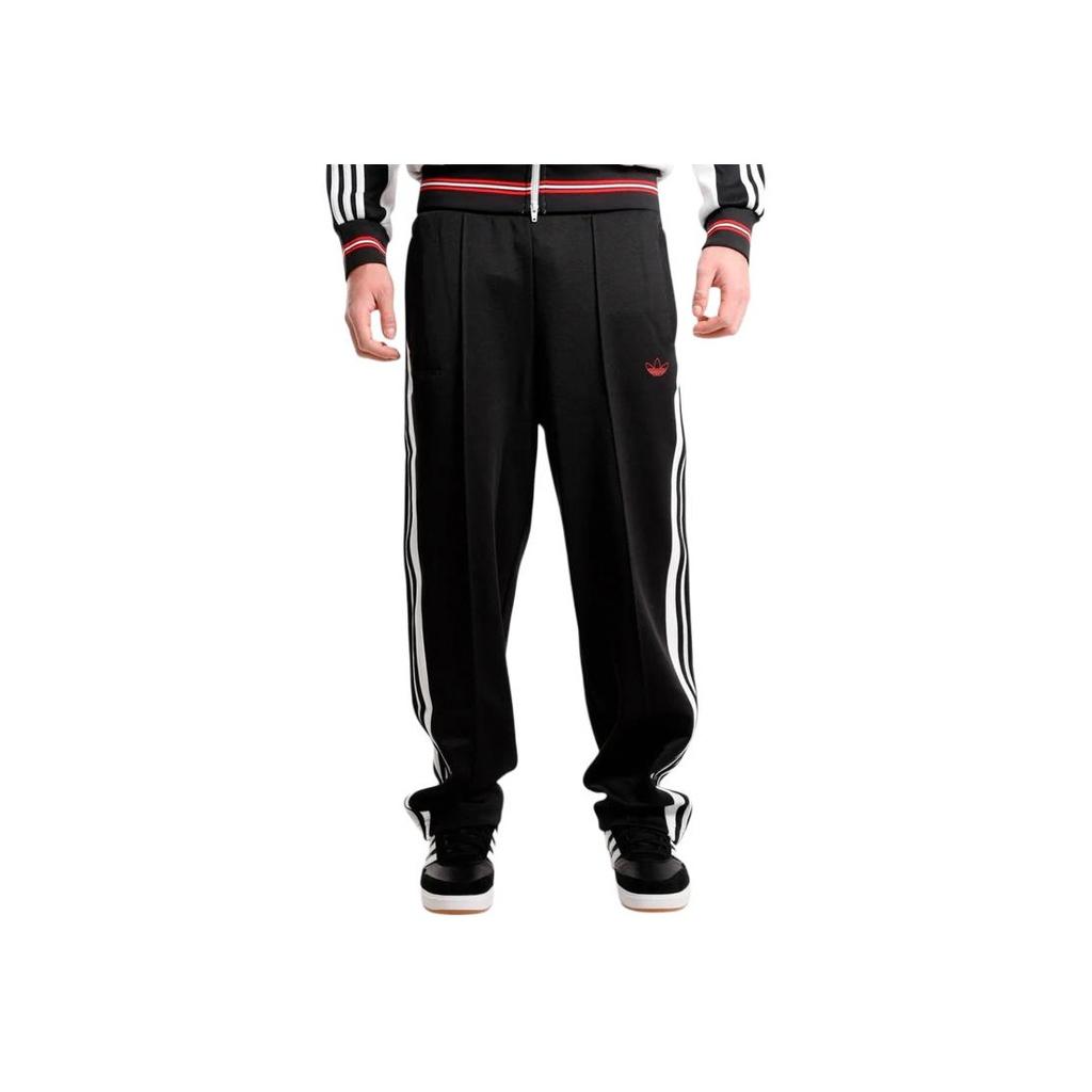 Adidas Originals SS25 Classic Sports Series Striped Retro Comfortable Soft Lace-Up Straight Leg Casual Pants Unisex bottoms Black JP1165
