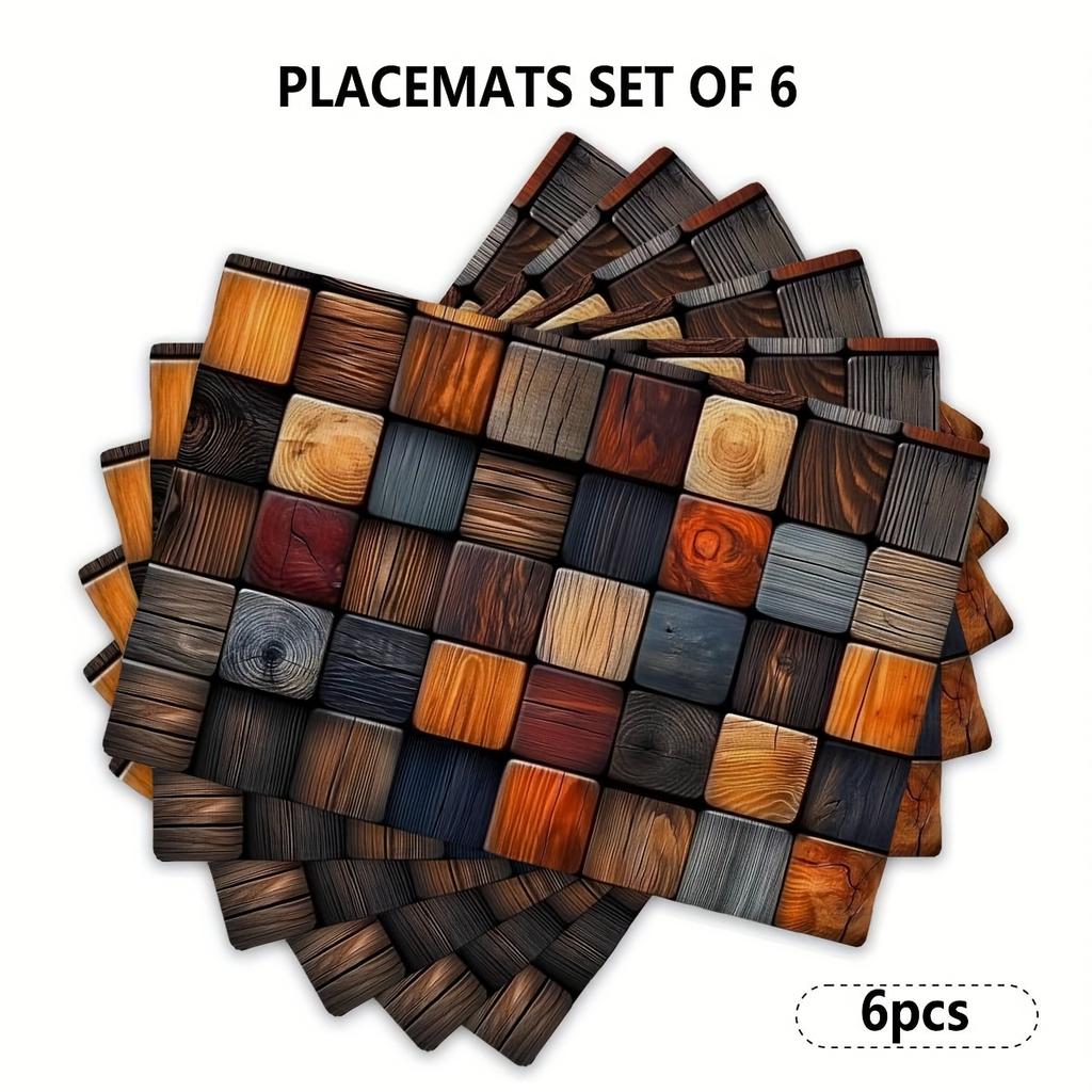 [Vintage Table Mat] 4/6pcs Vintage Oil Painting Table Mat Set | Popular Home Placemats, Festive Seasonal Country Style Washable Table Mats