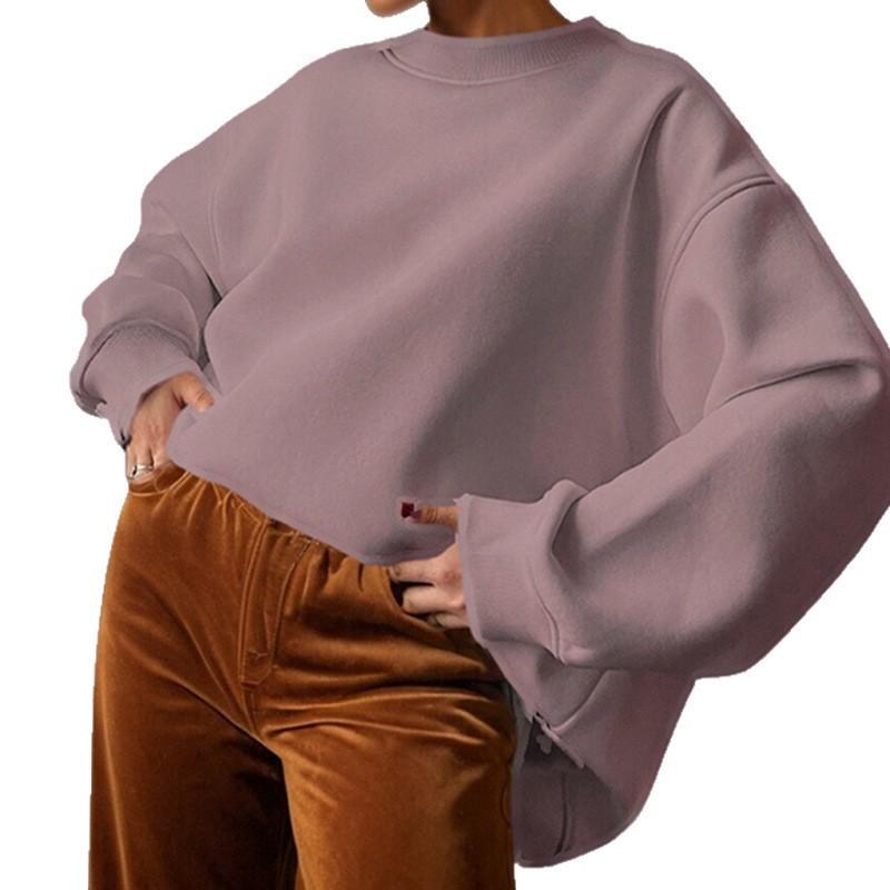 2026 Women's Clothes Solid Color Round Neck Loose Basic Style Long-sleeved Sweater Top