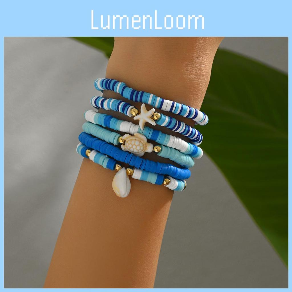 Bohemian Ocean Style Handmade Soft Clay Bracelet With Shell Beads For Summer Travel Gift