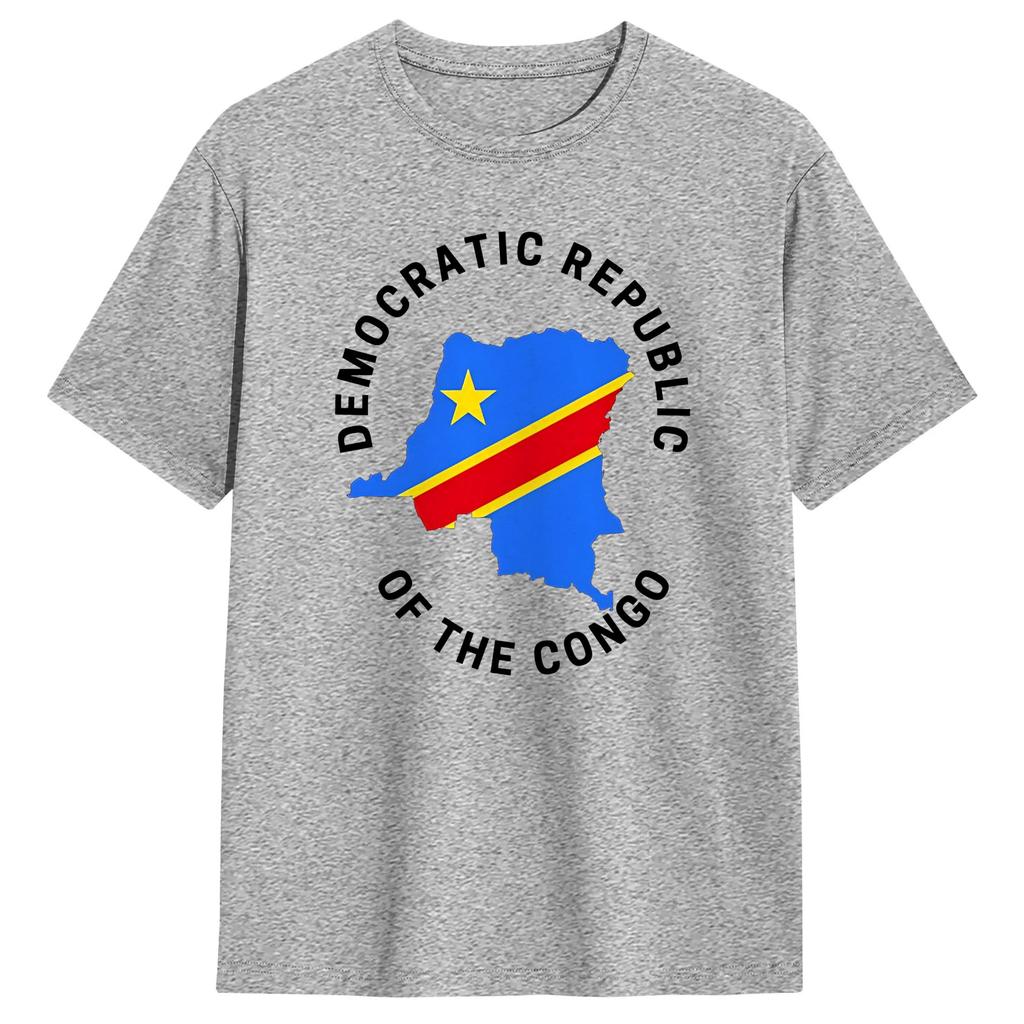Congo Flag T Shirts for Unisex Pure Cotton Novelty TShirts Crew Neck Tee Shirt Short Sleeve Tops Summer
