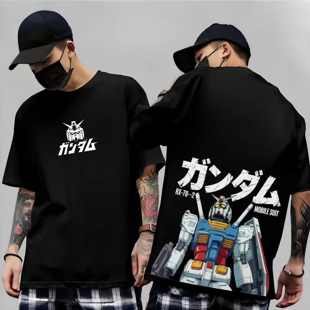 T-shirt da uomo in puro cotone con Mobile Suit RX-78-2 Gundam, T-shirt a maniche corte da donna, Streetwear casual, Top giapponese Amuro Ray