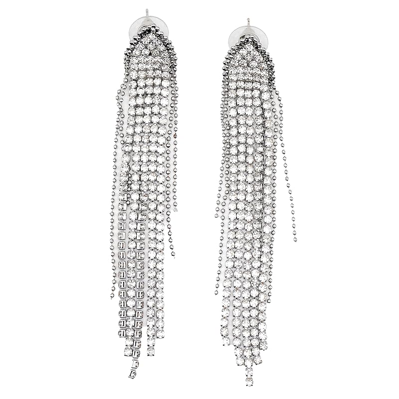 

Bijou rhinestone ladies Fashionable gorgeous cute Silver925 accessories tassel earrings silver