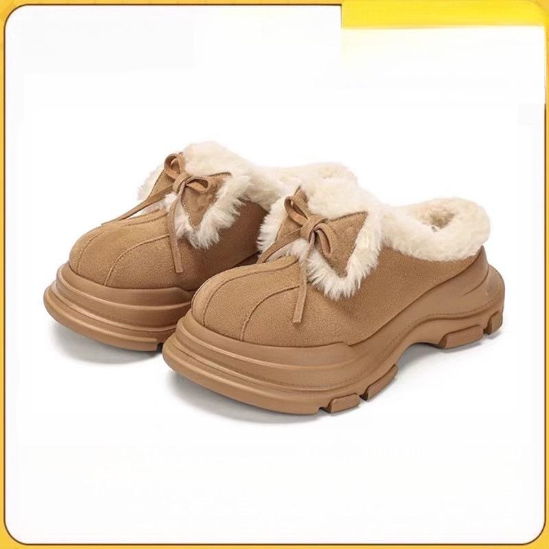 Zhou Yutong Style: Women s Thick-Soled Winter Snow Boots, Plush Lining, Non-Slip Closed-Toe, Trendy and Warm Fur Slippers 40