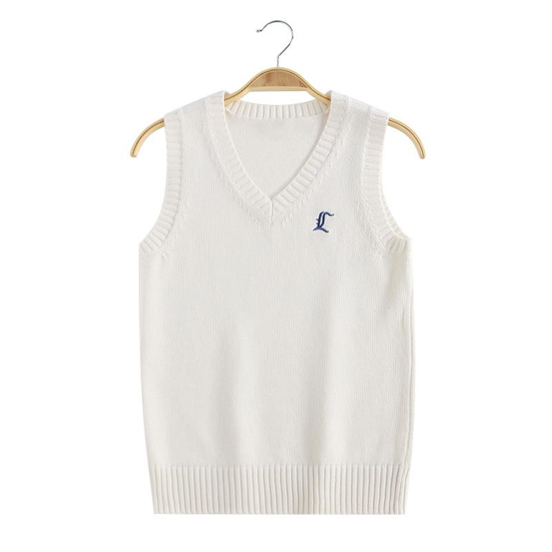 

Вязаный жилет JK женский в стиле колледжа, вязаный жилет-свитер, сезон осень-зима one size