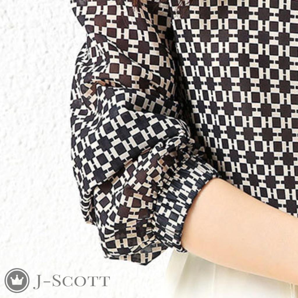 Printed Long Puff Geometric Sheer Stand Korean Tall Sweet and Spicy Mix Design Short Looks Silky Summer Looks Looks Designed Fashion [J-Scott] Blouse,