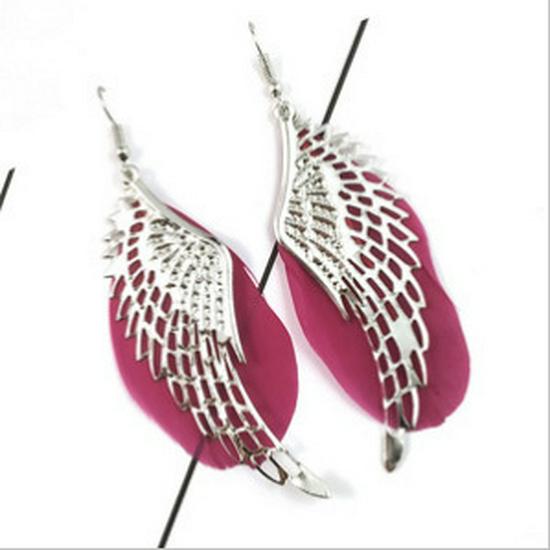 Exaggerated Angel Wings Feather Earrings - Long, Stylish Fashion Jewelry