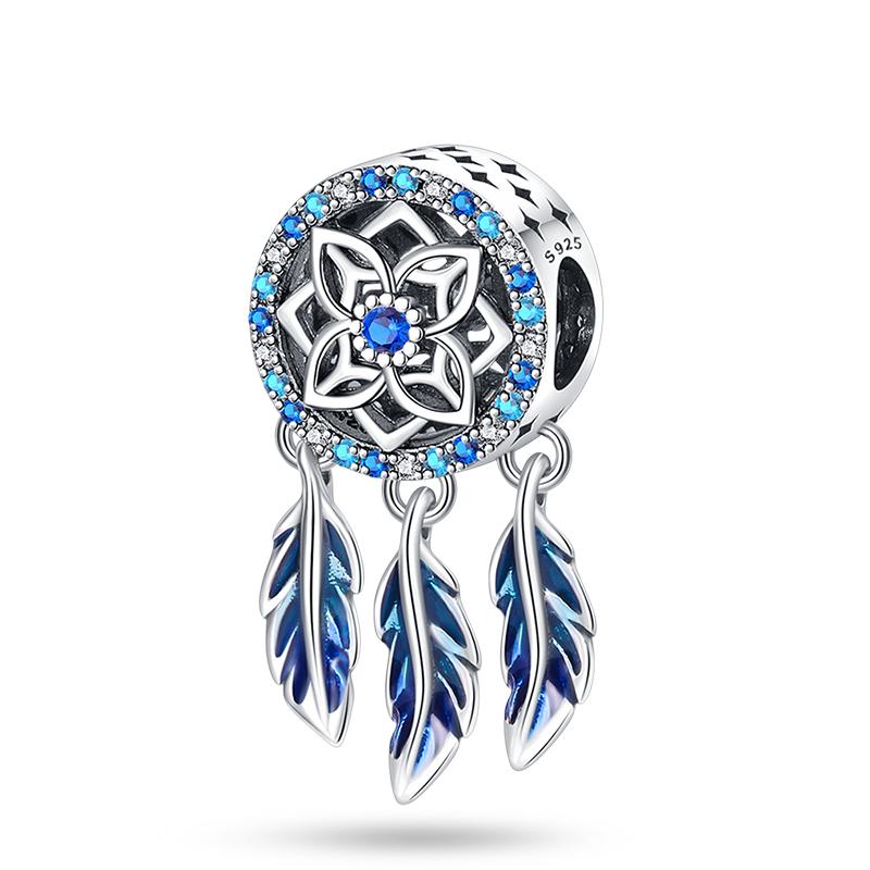 Exquisite 925 Silver Mysterious Blue Butterfly Devil's Eye Fatima's Hand Pendants Charms Beads Fit Qikaola Bracelets DIY Jewelry