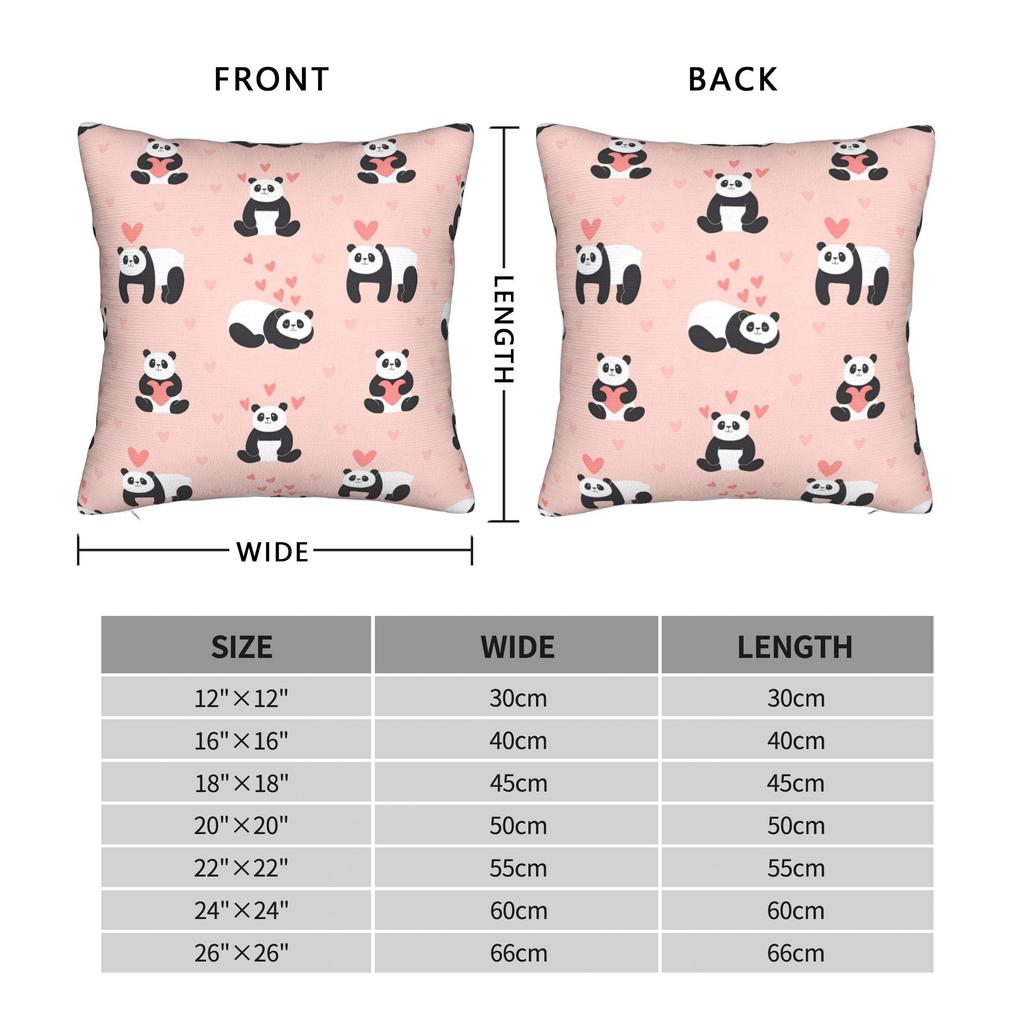 Panda Love Animal Square Pillow Case Valentine'S Day Cushion Cover Zipper Decorative Pillowcase For Sofa 45*45Cm
