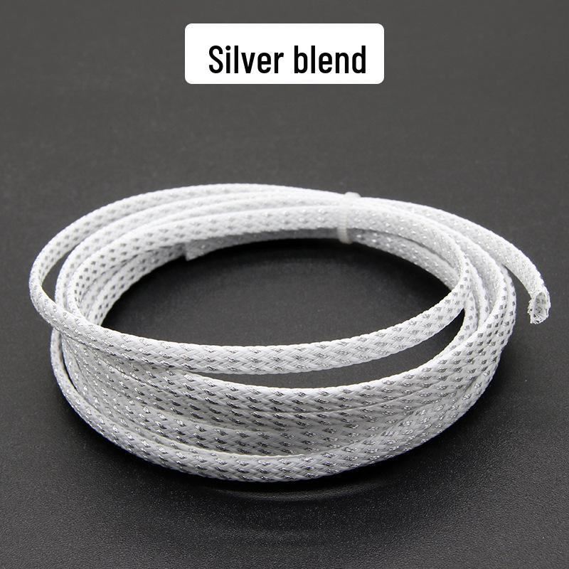 PET Braided Expandable 3mm Snakeskin Mesh Audio Cable Sleeve, Nylon Shockproof, 5 Meters