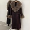 Atmosphere Detachable natural real fox fur collar wool coat women's new winter warm woolen coat