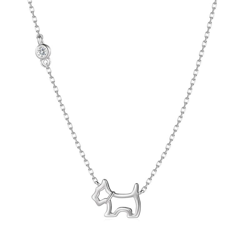 

European and American simple Zhenwo hollow puppy S925 sterling silver necklace women s high-end collarbone chain French light luxury jewelry 925 silver платиновий
