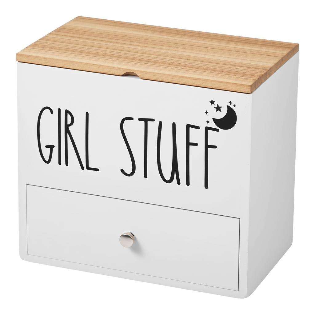 Tamponhalter aus Holz mit Schublade und Deckel Badezimmer Tampon Aufbewahrungsbox Große Kapazität Staubdicht Damenhygieneartikel Organizer