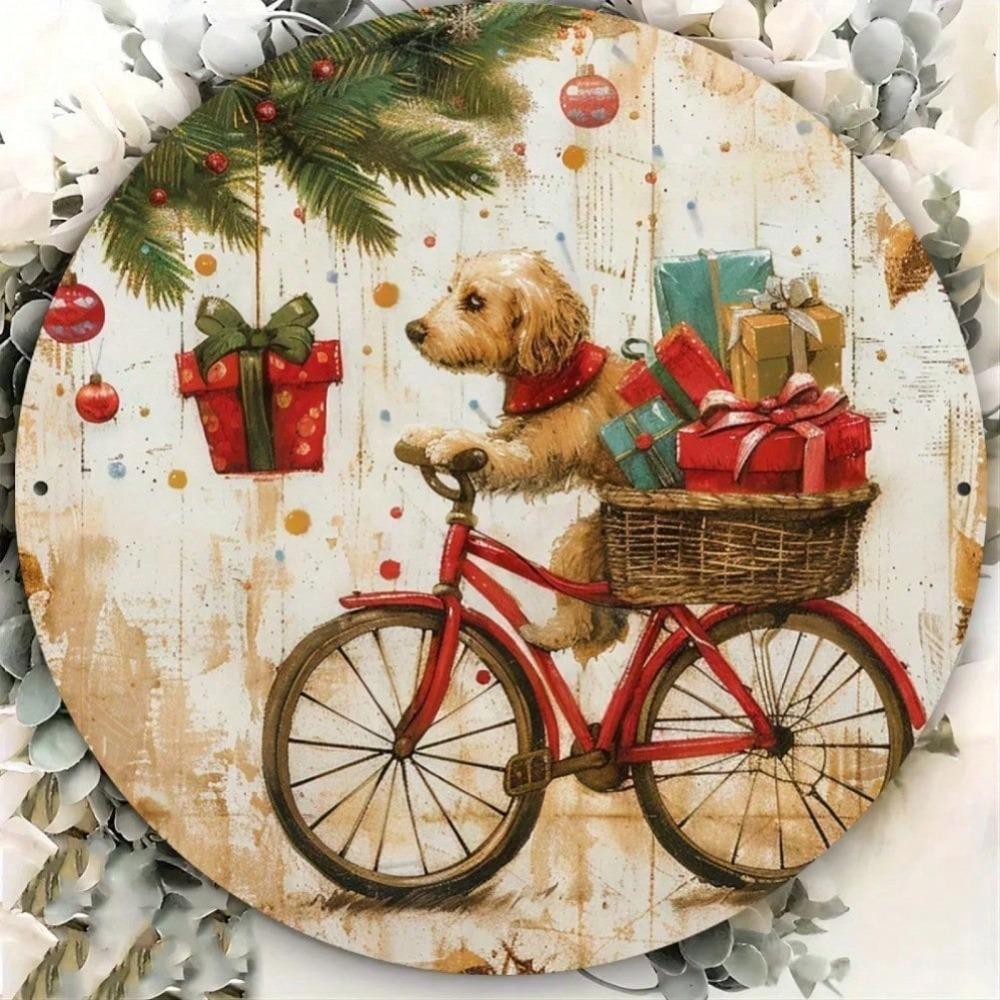 Vintage Merry Bike Ride Aluminum Sign Dog Cycling Gifts Wall Art Rustic Farmhouse Home Decor