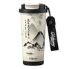 Chinese Ink Wash Portable Thermos: 316 Stainless Steel with Ceramic Liner, Double Lid for Coffee & Water