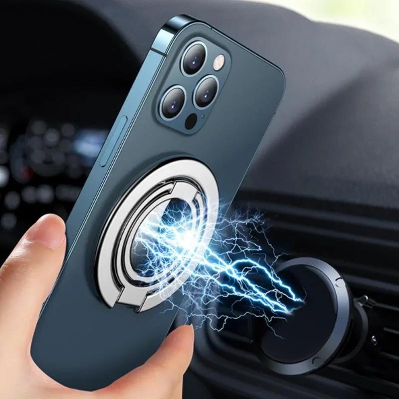 1pc Strong Magnetic Double Ring Buckle Ultra-thin Metal Foldable Phone Holder for IPhone 11 Xs 12 13 14Pro Max MIni  Phone Grip