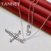 Fine 925 Sterling Silver 16-30 Inches 35MM Cross Necklace For Fashion Women Men Charm Engagement Gift Jewelry