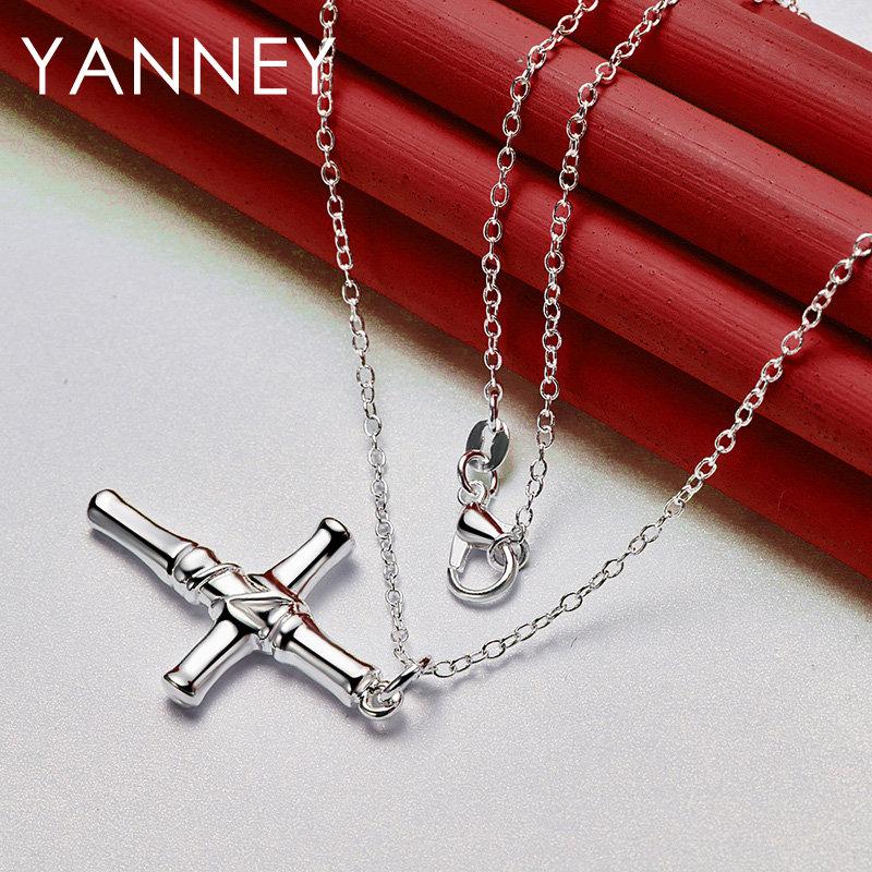 Fine 925 Sterling Silver 16-30 Inches 35MM Cross Necklace For Fashion Women Men Charm Engagement Gift Jewelry